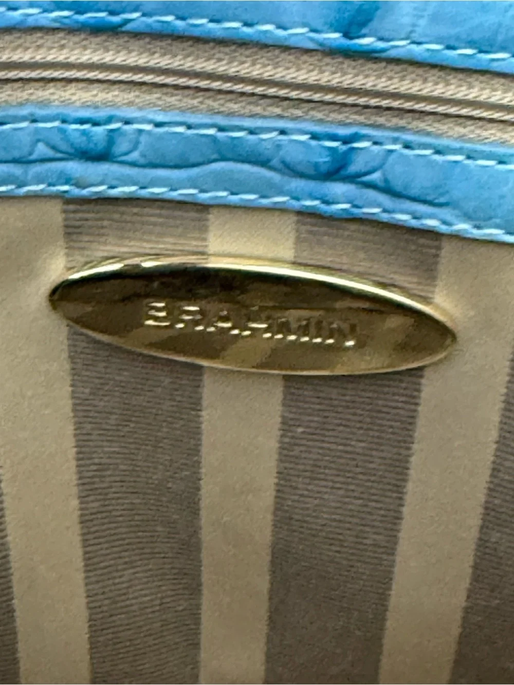 Brahmin Sky Blue Croc-Embossed Satchel